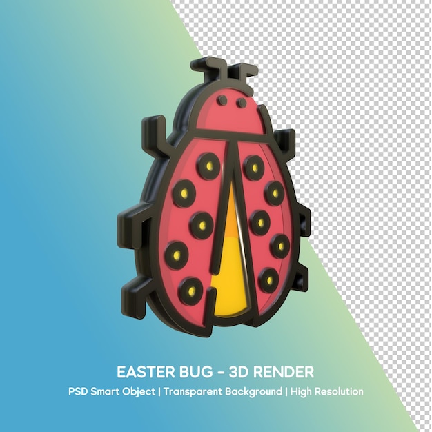 Renderizado 3D de errores de Pascua - Objeto inteligente PSD Fondo transparente de alta resolución