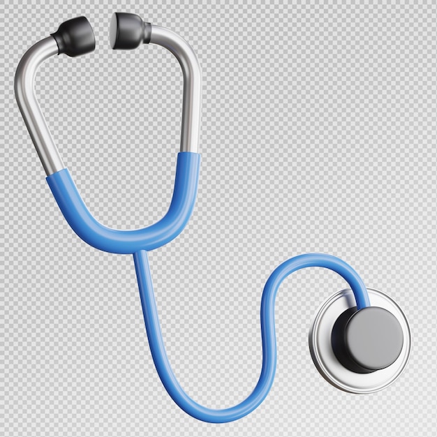 Renderizado 3D de estetoscopio con icono de concepto médico