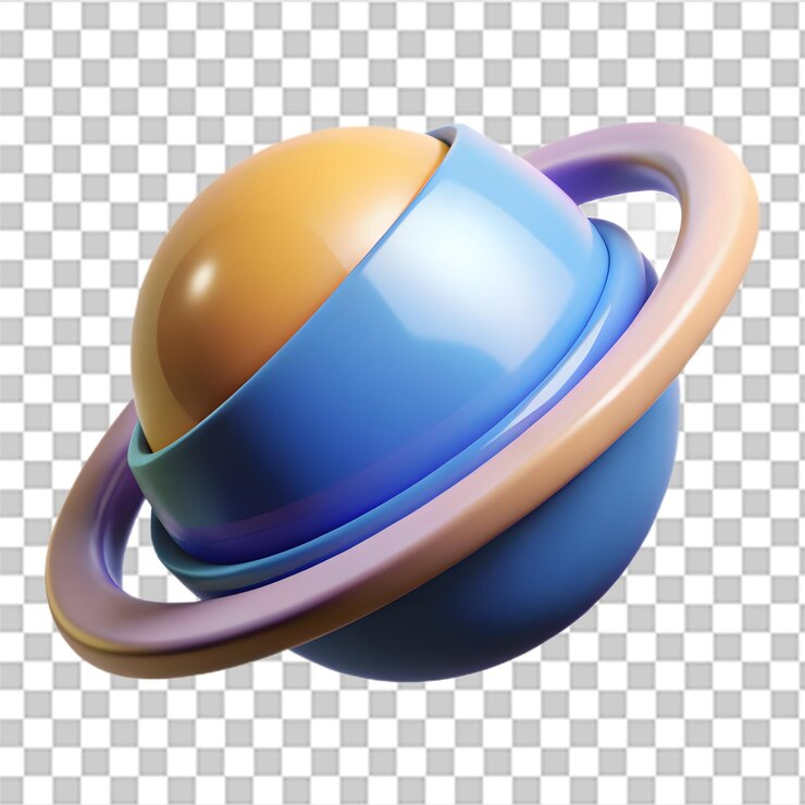 PSD renderizado en 3d estilizado de un planeta con anillos