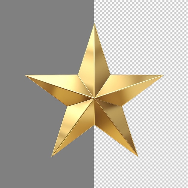 Renderizado en 3D de una estrella dorada aislada en un fondo transparente png psd