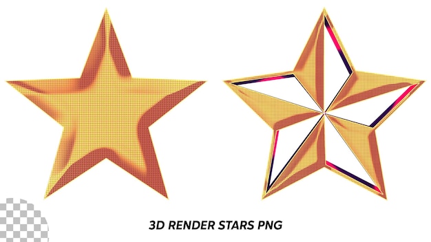 Renderizado en 3D de una estrella dorada brillante