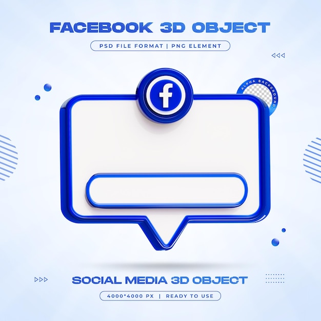 Renderizado en 3D de Facebook Element Social Media aislado para la composición