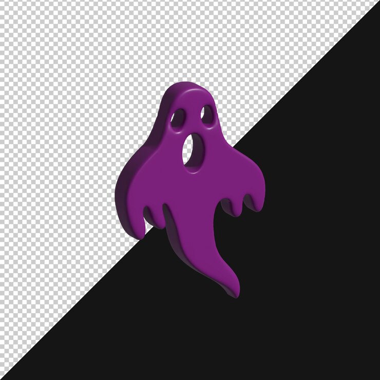 PSD renderizado en 3d de un fantasma púrpura para halloween