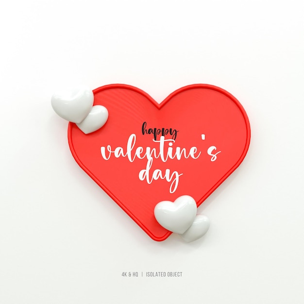 PSD renderizado en 3d feliz día de san valentín en instagram o en las redes sociales con icono de corazón