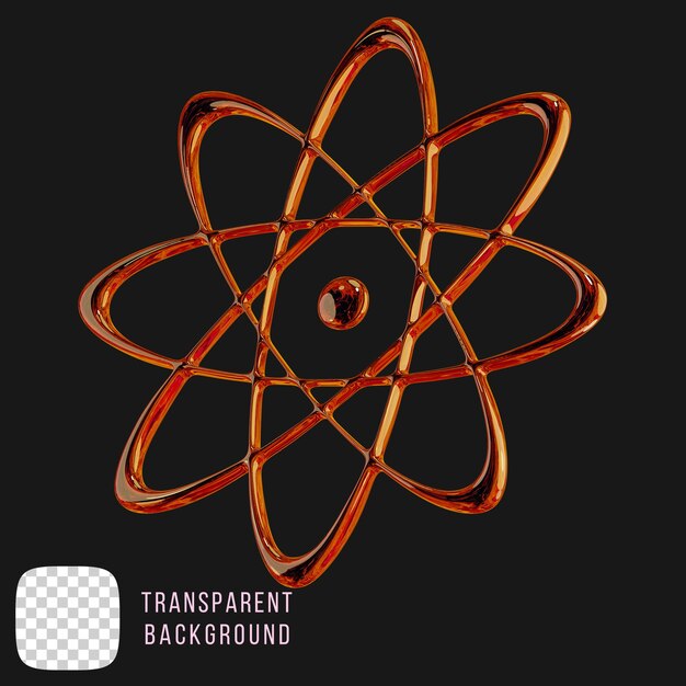 Renderizado en 3D de la forma abstracta del átomo metálico y2k