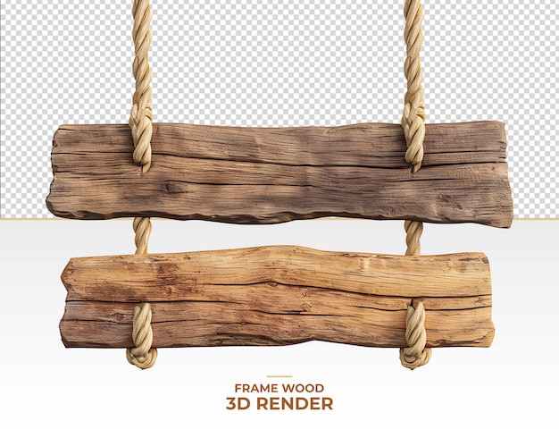 PSD renderizado en 3d en forma de signo de etiqueta de madera con fondo transparente