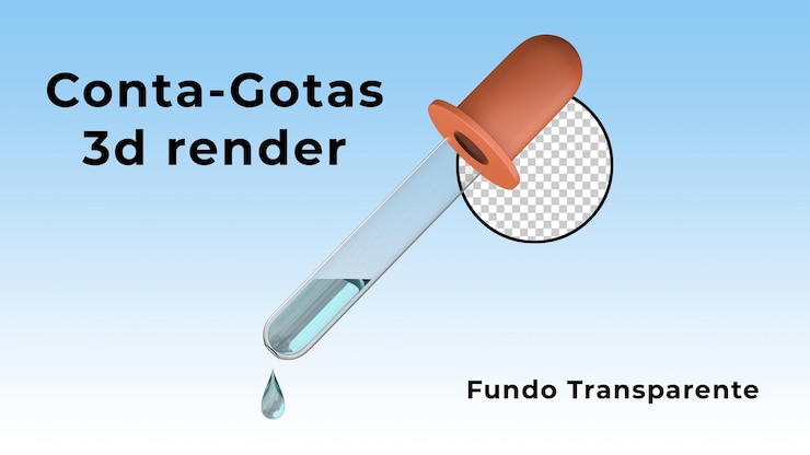 PSD renderizado en 3d de un gotero con fondo transparente