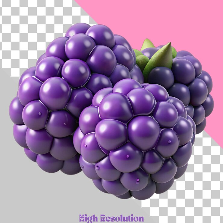 PSD renderizado en 3d de un grupo de moras púrpuras