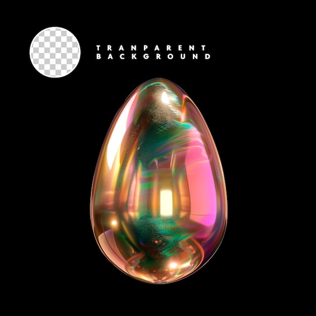 PSD renderizado en 3d holográfico vibrante forma de huevo fluido transparente brillo de neón de vidrio de fondo