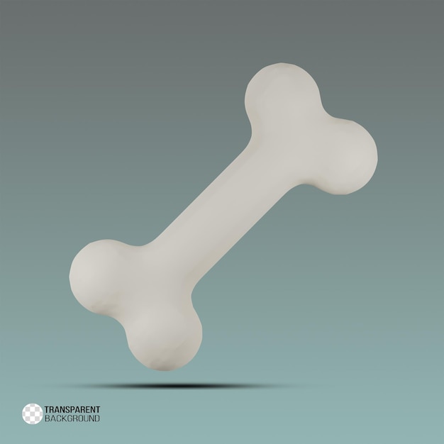 Renderizado en 3D de un hueso blanco aislado sobre un fondo transparente