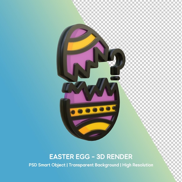 Renderizado en 3D de un huevo de Pascua con un signo de pregunta