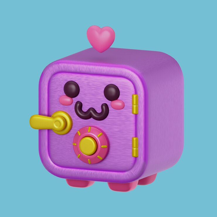 Renderizado en 3D del icono de ahorro de kawaii