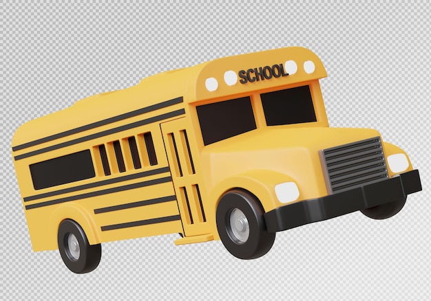 Renderizado en 3d con el icono del autobús escolar