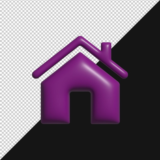 Renderizado en 3D de un icono de una casa púrpura