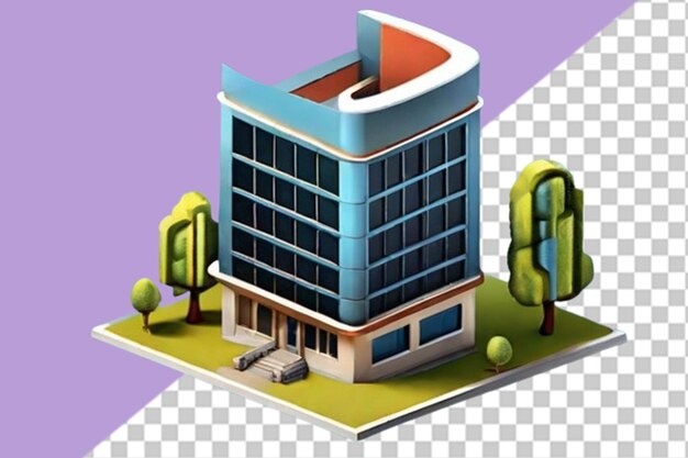 PSD renderizado en 3d de icono de hospital aislado sobre fondo blanco