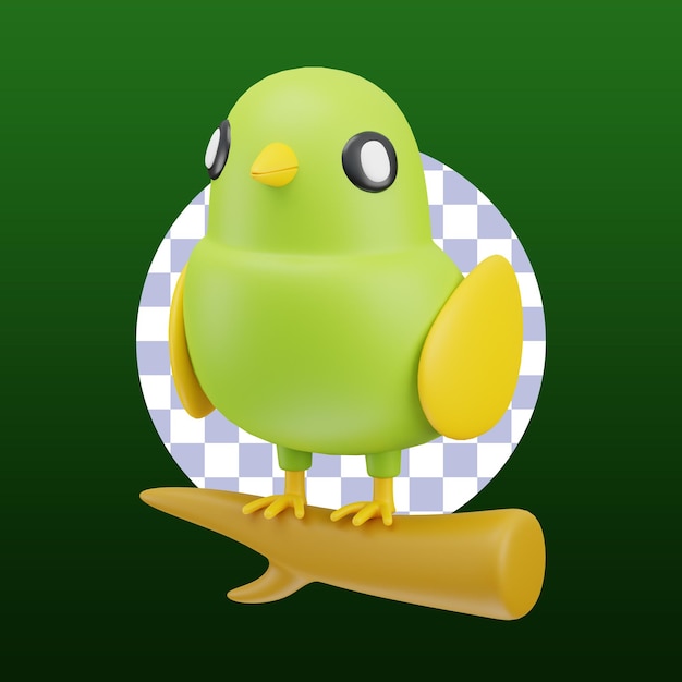 PSD renderizado en 3d del icono del pájaro de primavera