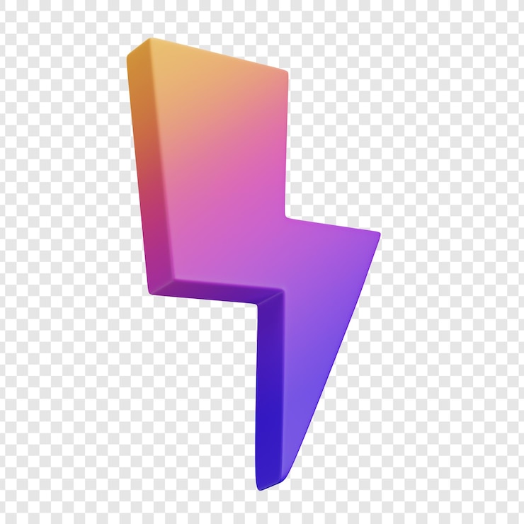PSD renderizado en 3d de un icono de rayo gradiente