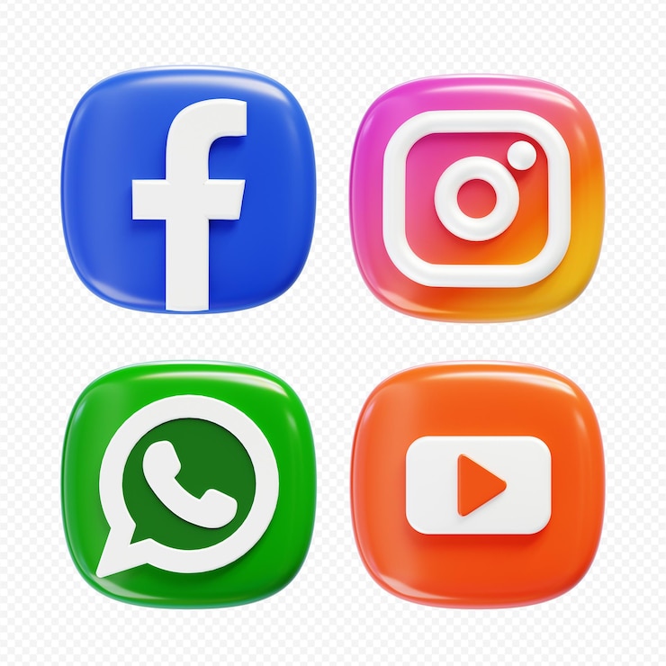 PSD renderizado en 3d del icono de las redes sociales aislado en psd
