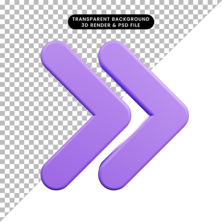PSD renderizado en 3d del icono de la siguiente flecha