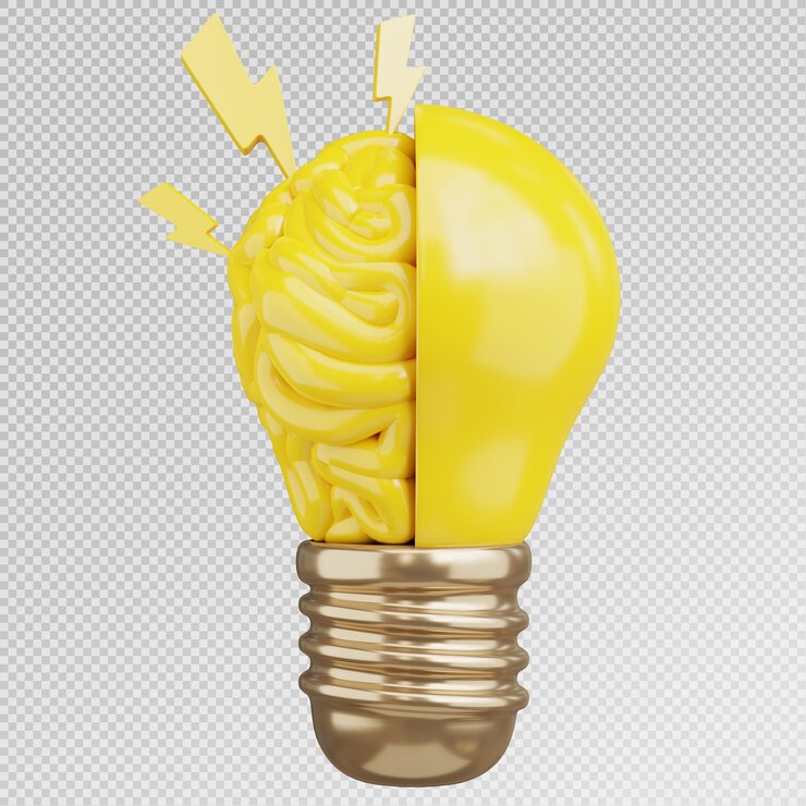 PSD renderizado en 3d del icono de tormenta de ideas