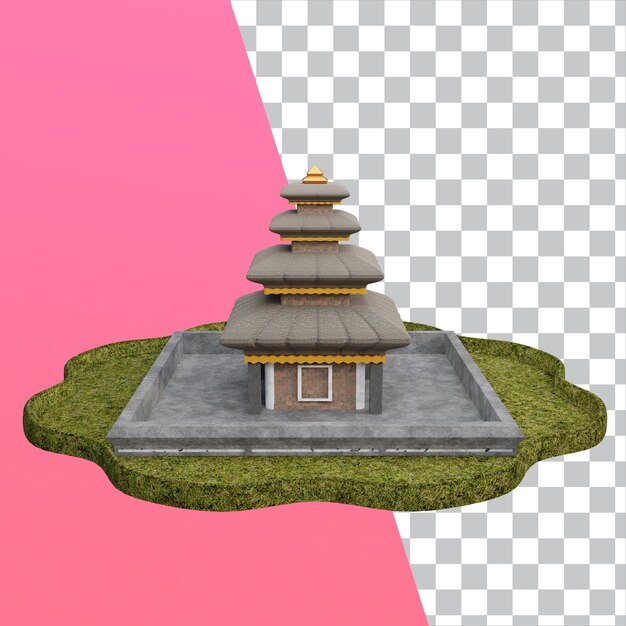 PSD renderizado en 3d del ícono de ulun danu aislado