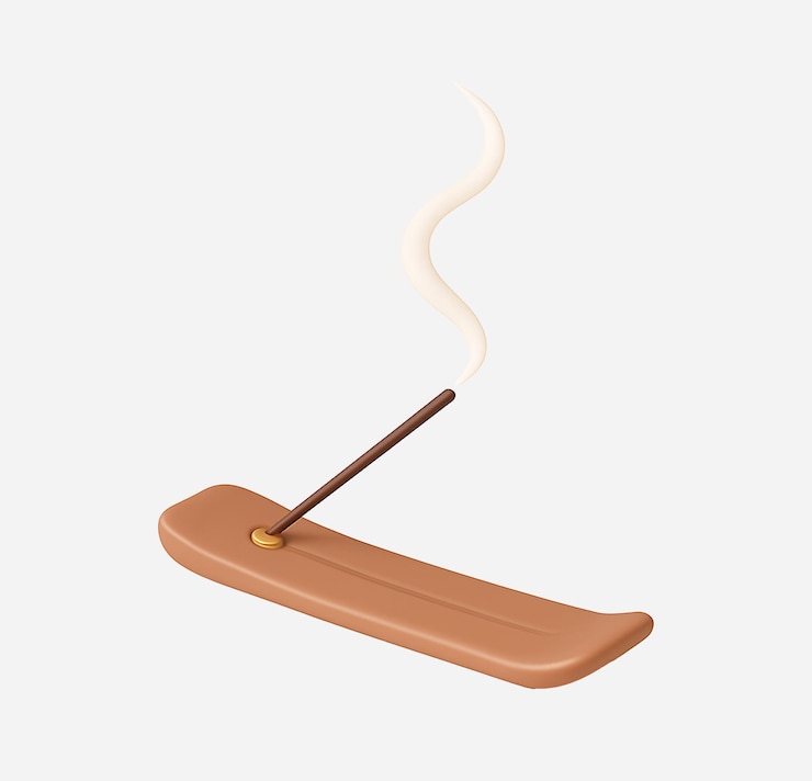 PSD renderizado en 3d de incienso y quemador de incienso