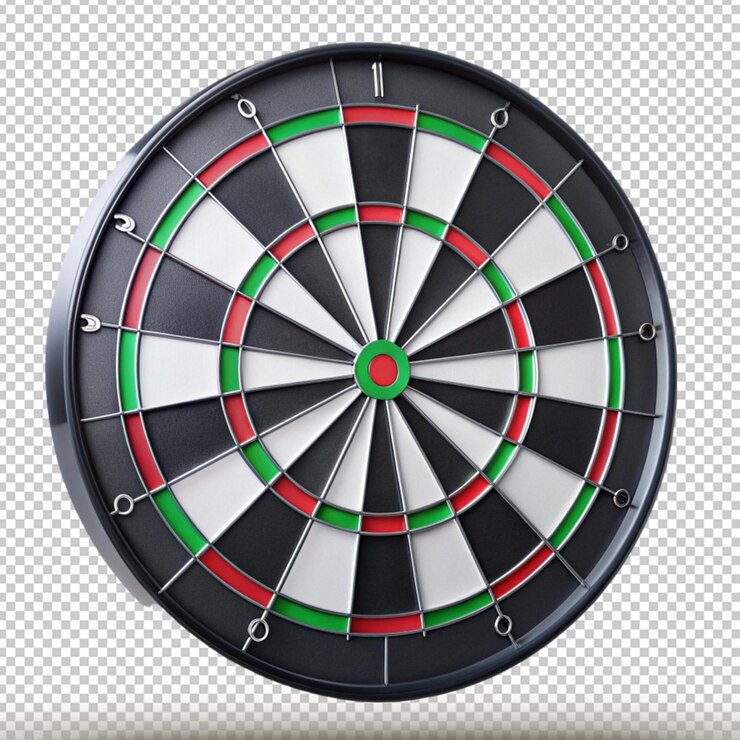 PSD renderizado en 3d de un juego de mesa de dardos aislado mínimamente sobre un fondo transparente