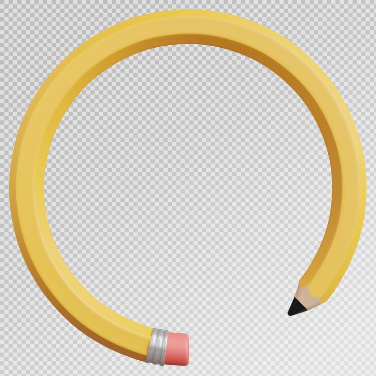 PSD renderizado en 3d de lápiz amarillo con forma abstracta