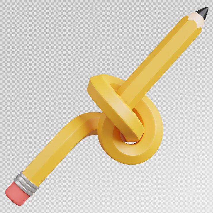 PSD renderizado en 3d de lápiz amarillo con forma abstracta