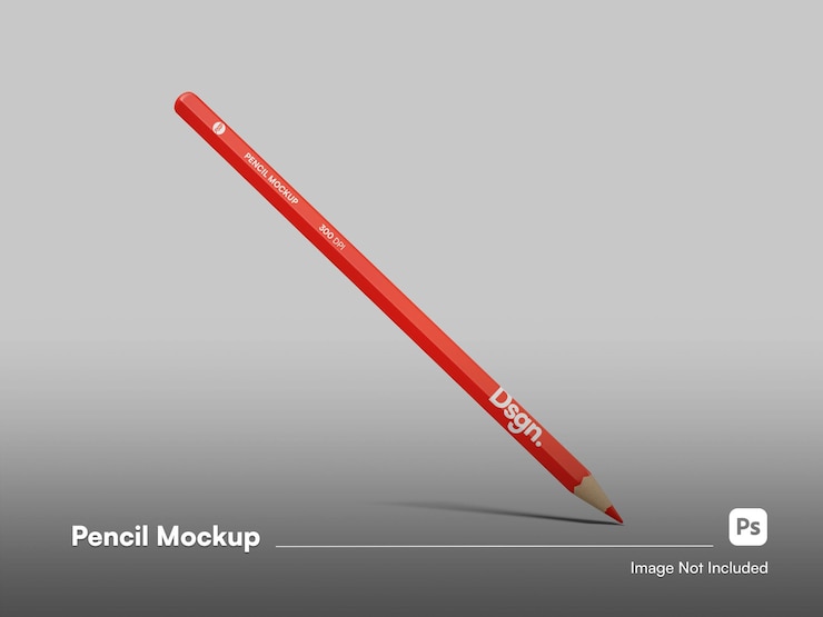 PSD renderizado en 3d con el lápiz rojo