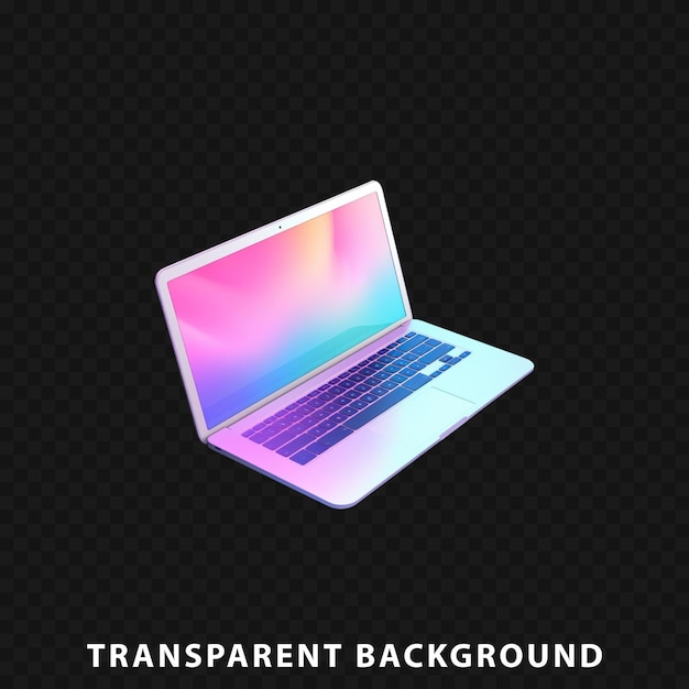 Renderizado 3d laptop aislado sobre un fondo transparente