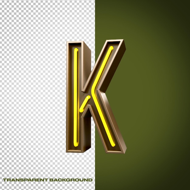 Renderizado en 3D de la letra K de neón