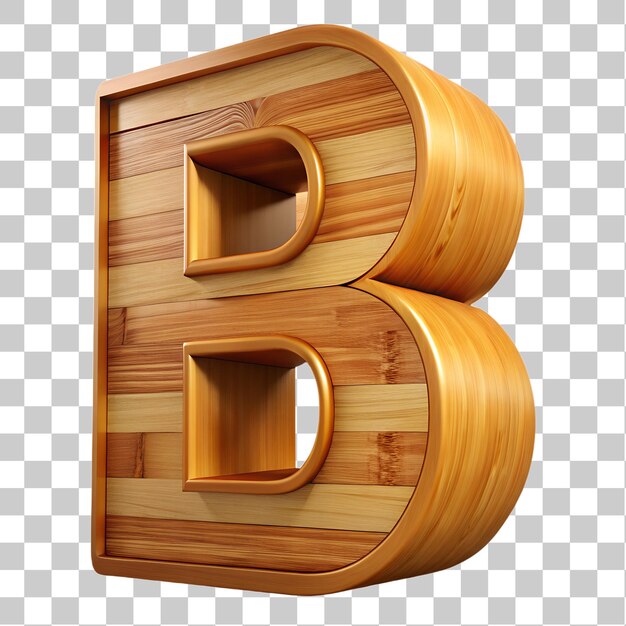 Renderizado en 3D de la letra de madera B