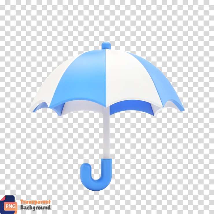 PSD renderizado en 3d de un lindo paraguas azul y blanco