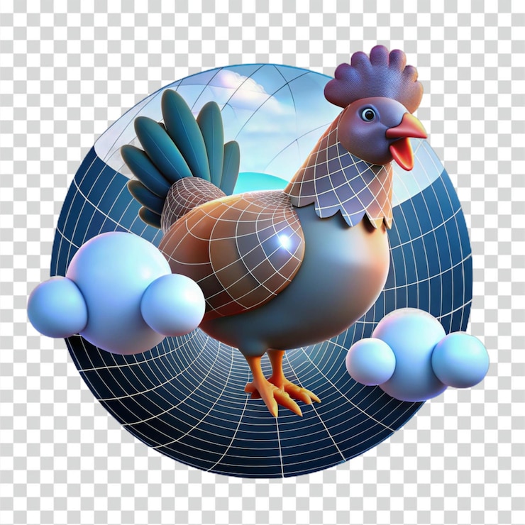 PSD renderizado en 3d de un lindo pollo de dibujos animados
