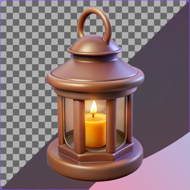 Renderizado en 3D de una linterna encendida