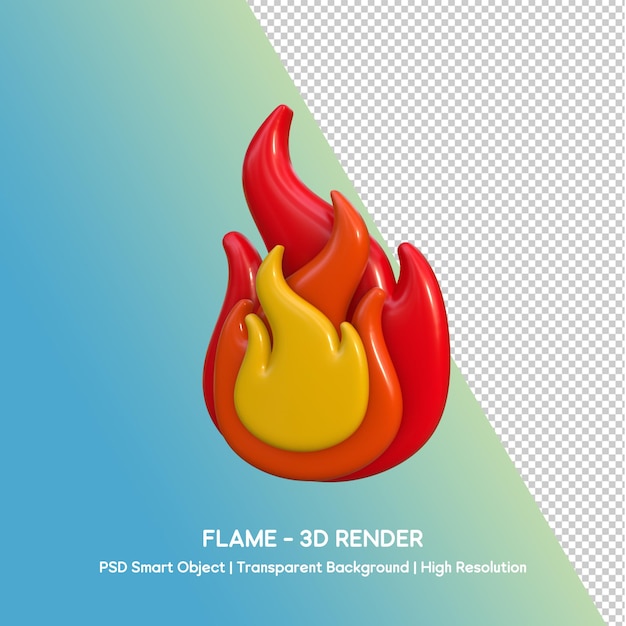 Renderizado en 3D de una llama ardiente