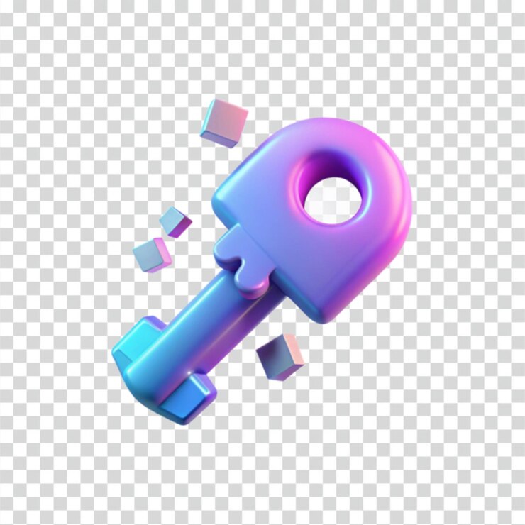 PSD renderizado en 3d de una llave de colores