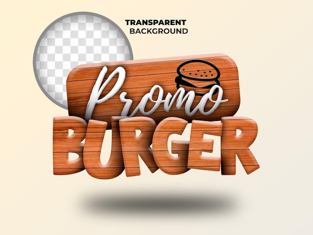 Renderizado en 3d del logotipo de la hamburguesa promocional