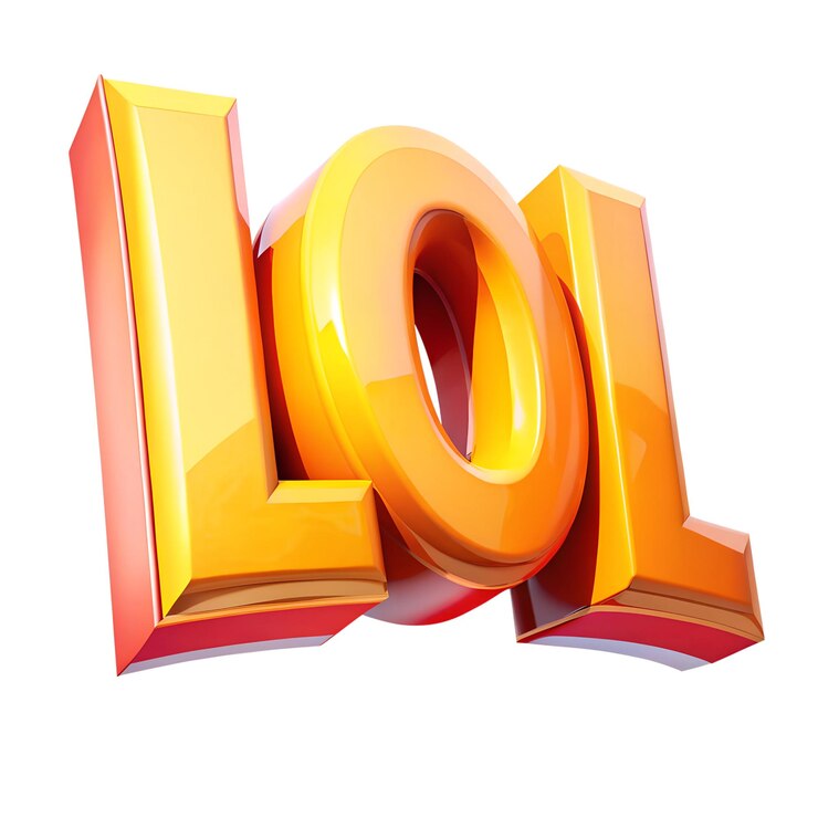 PSD renderizado en 3d de lol acrónimo palabra divertida slang risa divertida cómic emoji humor broma en internet