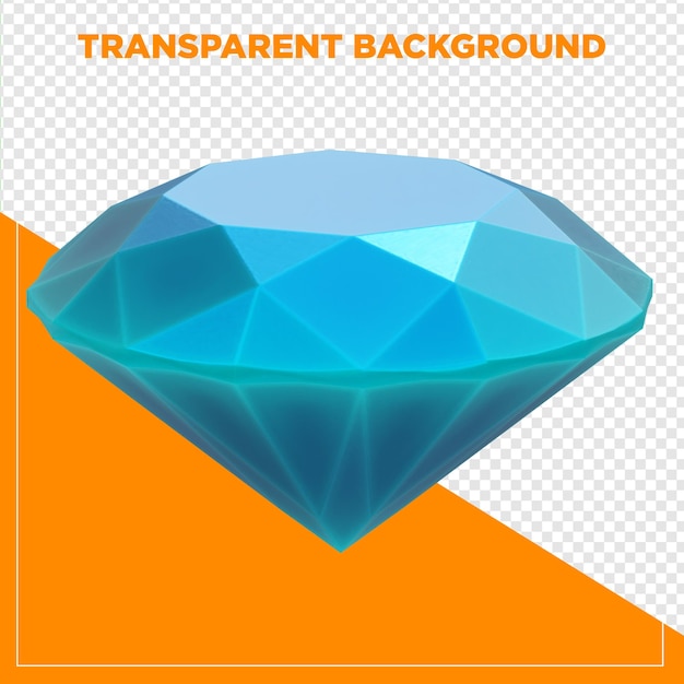 Renderizado 3D lowpoly de diamante con fondo transparente