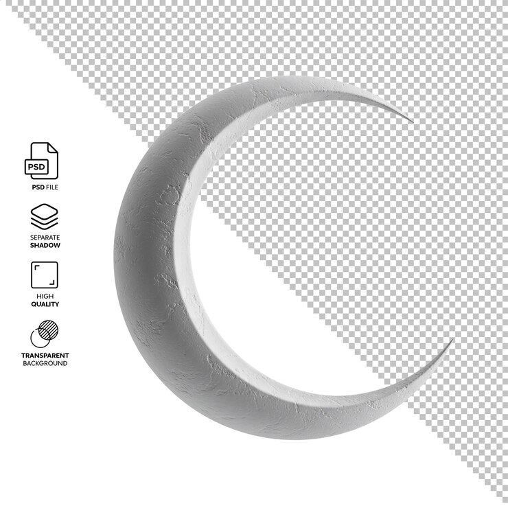 PSD renderizado en 3d de una luna creciente