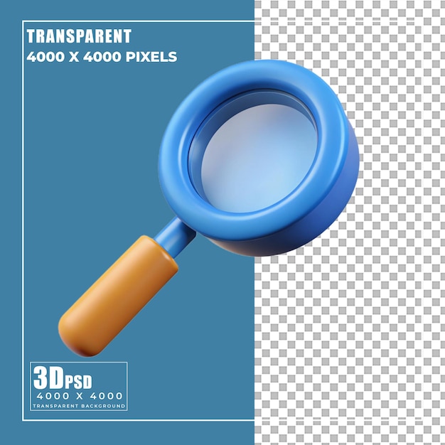 Renderizado en 3D de una lupa azul
