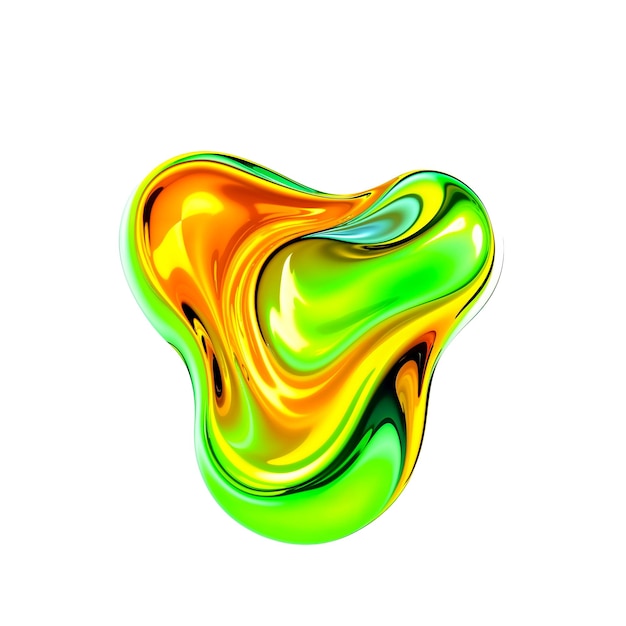Renderizado en 3D de una mancha líquida de colores brillantes