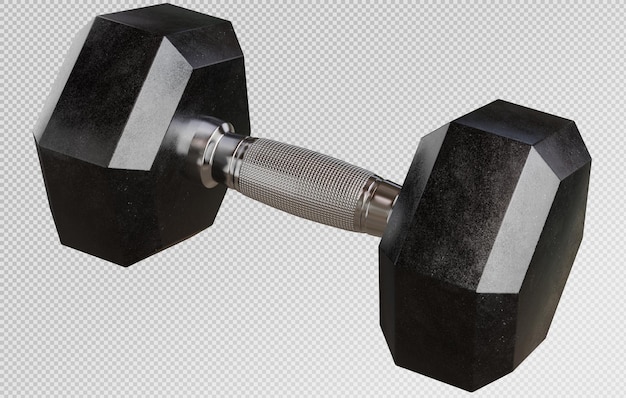 Renderizado en 3D de mancuernas de metal negro aisladas