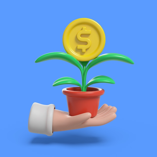 Renderizado en 3D de manos con dinero