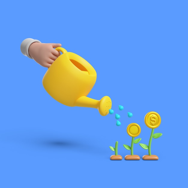 Renderizado en 3D de manos con dinero