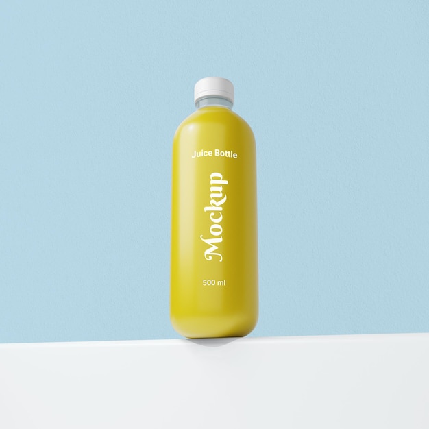 Renderizado en 3D de una maqueta de botella de jugo completamente editable.