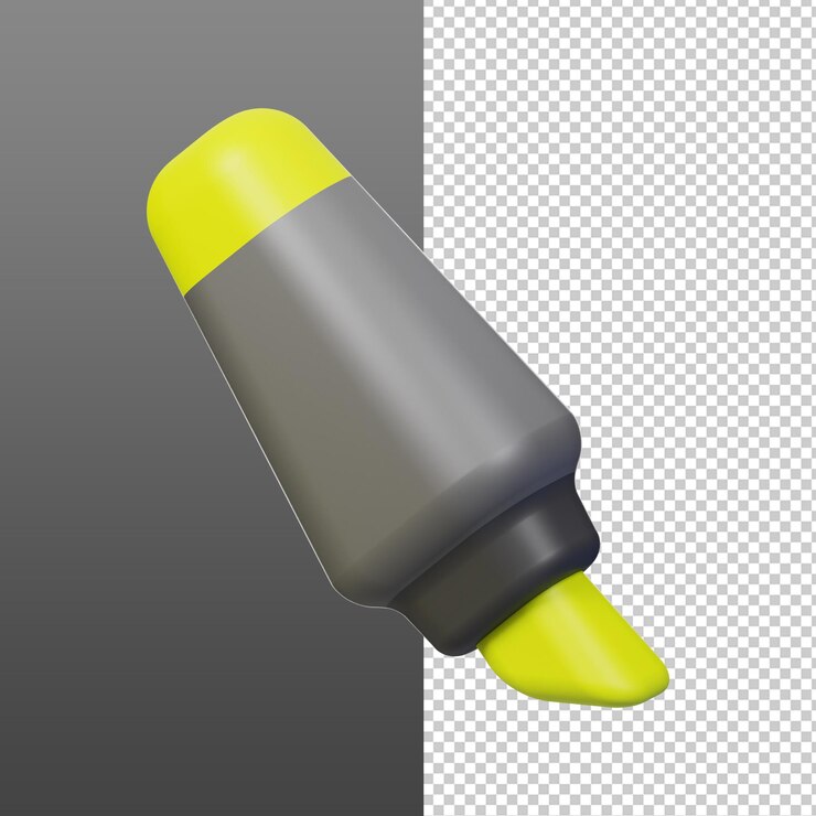 PSD renderizado en 3d de un marcador amarillo