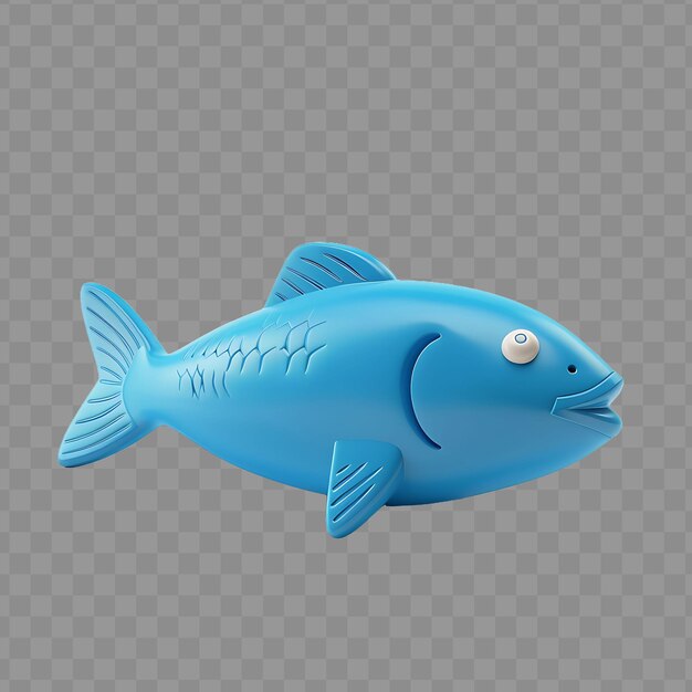 PSD renderizado en 3d del mercado de peces con diseño animado y colores azules renderizado de símbolos de íconos locos arte mínimo simple